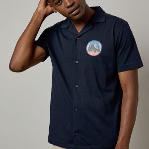 Navy Sunset Logo Short Sleeve Shirt