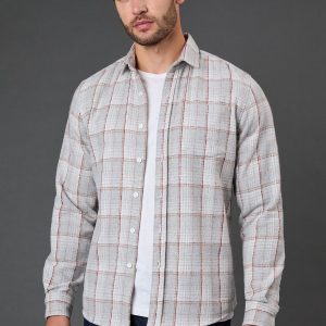 Grey Brushed Check Long Sleeve Shirt