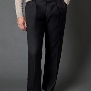 Black Pleat Front Wide Leg Smart Trousers