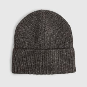 Charcoal Ribbed Knitted Beanie Hat