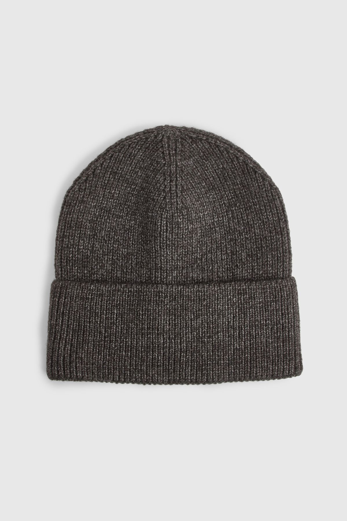 Charcoal Ribbed Knitted Beanie Hat