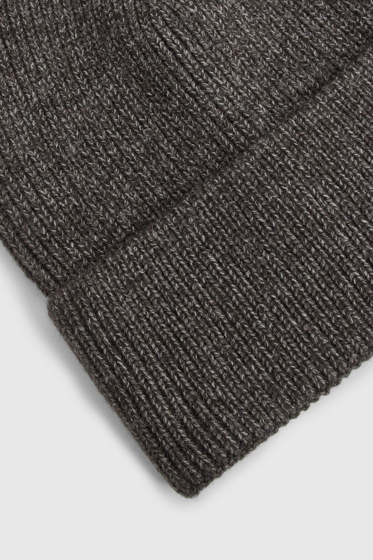 Charcoal Ribbed Knitted Beanie Hat - Image 2