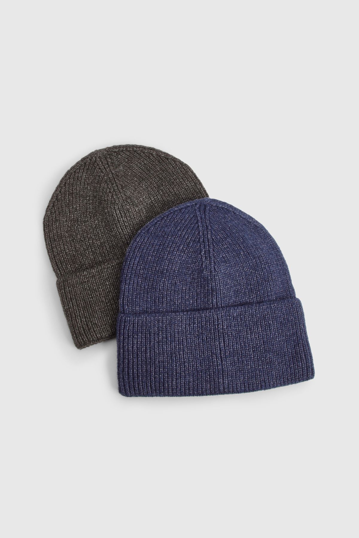 Charcoal Ribbed Knitted Beanie Hat - Image 3
