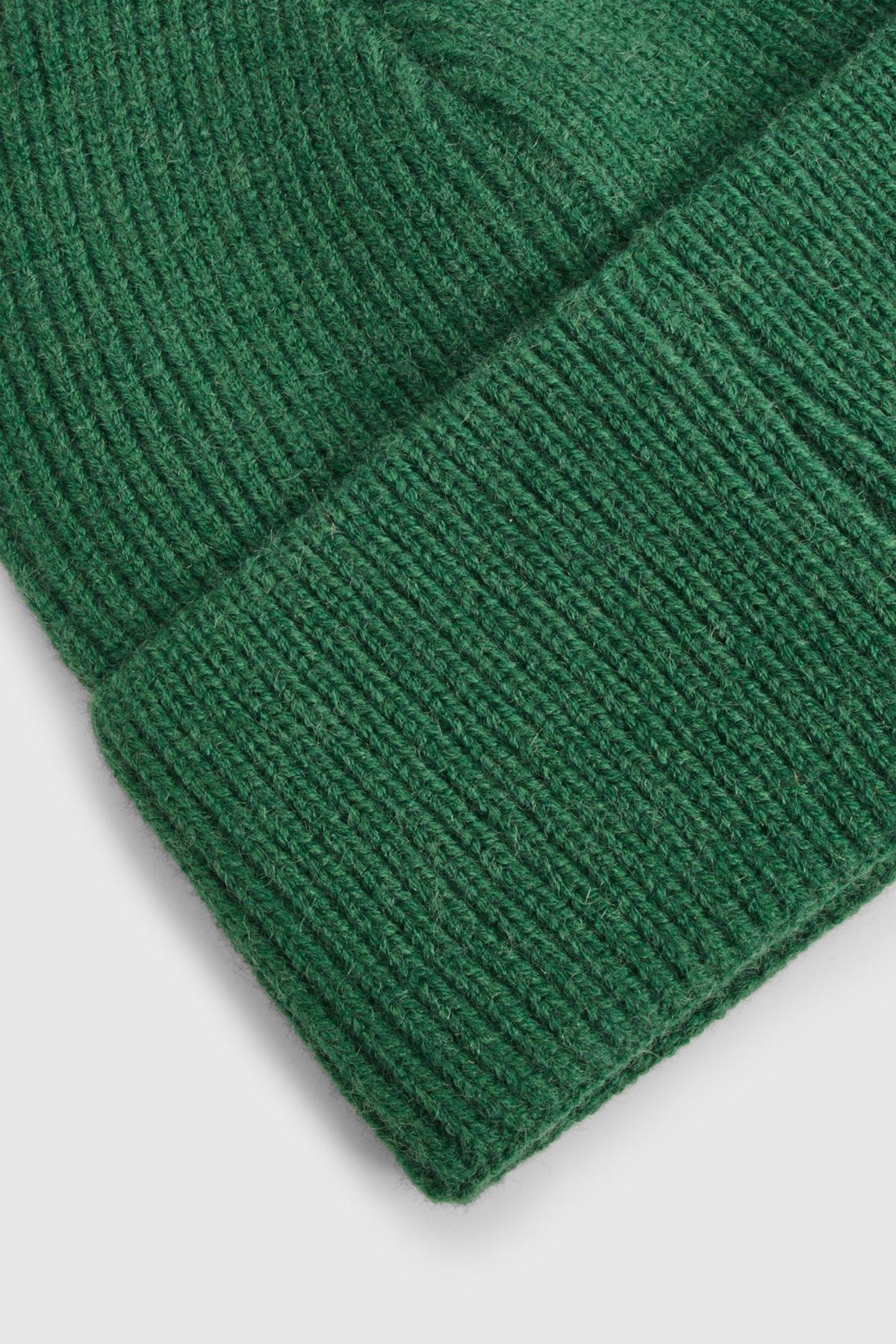Green Ribbed Knitted Beanie Hat - Image 3