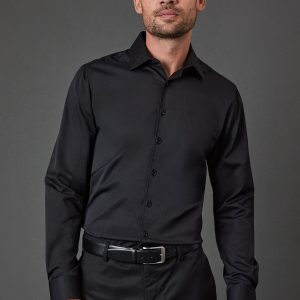 Black Skinny Fit Long Sleeve Easy Iron Shirt