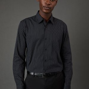 Black & White Fine Stripe Long Sleeve Shirt