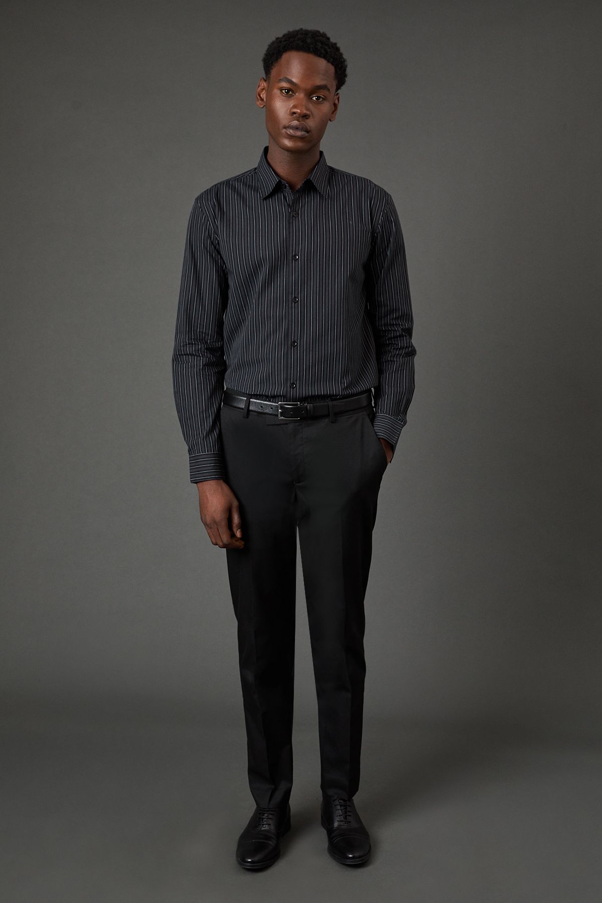 Black & White Fine Stripe Long Sleeve Shirt - Image 4