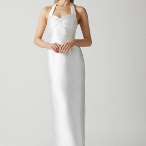Halterneck Twill Column Wedding Dress