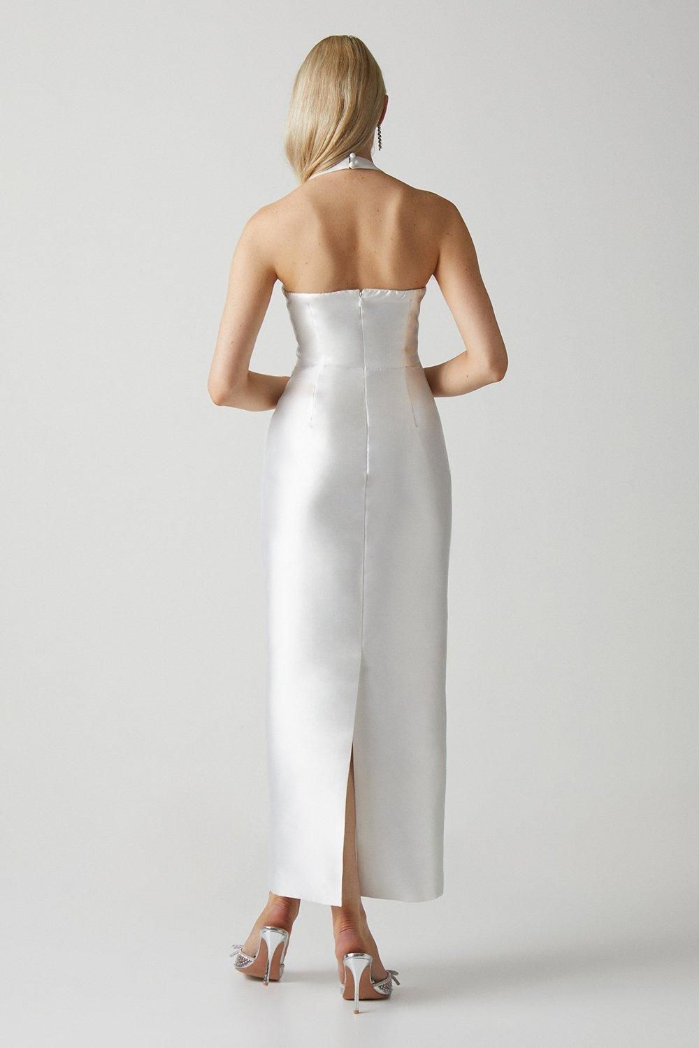 Halterneck Twill Column Wedding Dress - Image 3