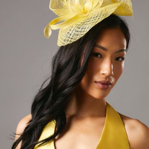 Open Weave Bow And Feather Fascinator