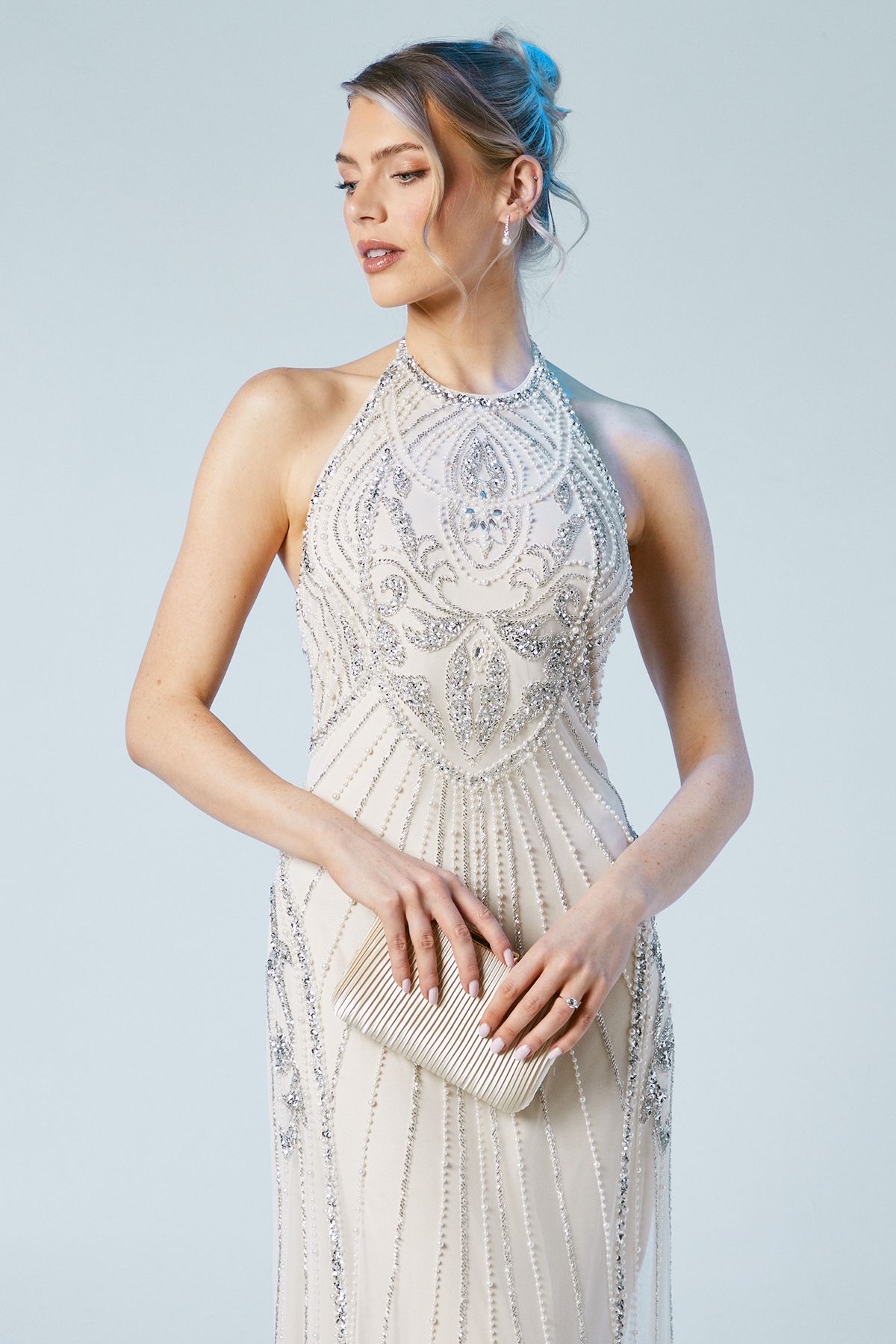 Coast Honoured Sculpting Halterneck Embellished Wedding Dress - Image 5