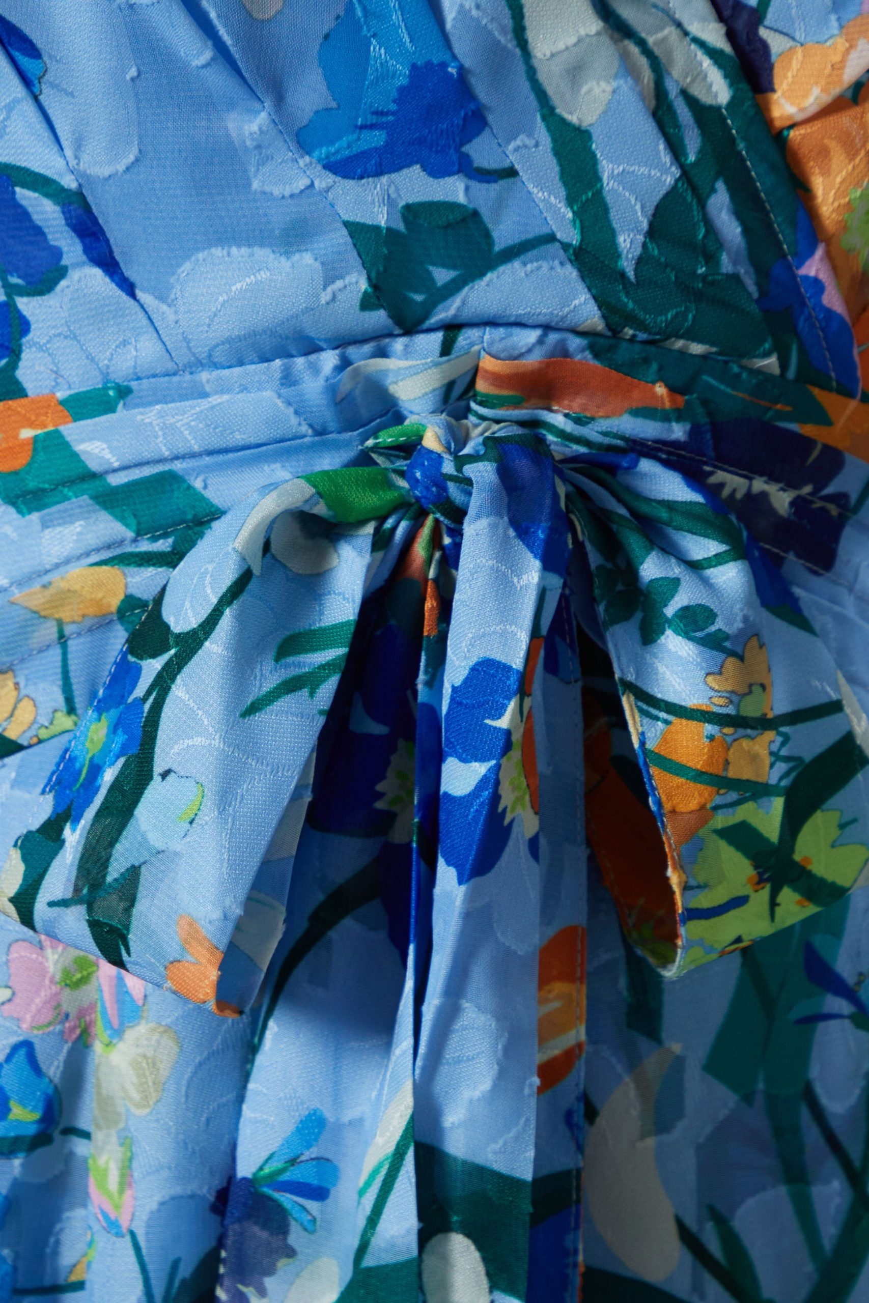 Printed Tie Front Wrap Jacquard Dress - Image 5