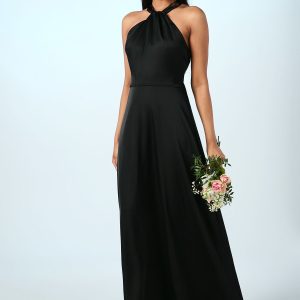 Coast Honoured Petite Twist Halterneck Satin Maxi Bridesmaid Dress