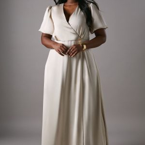 Plus Size Puff Sleeve A Line Skirt Bridesmaid Dress