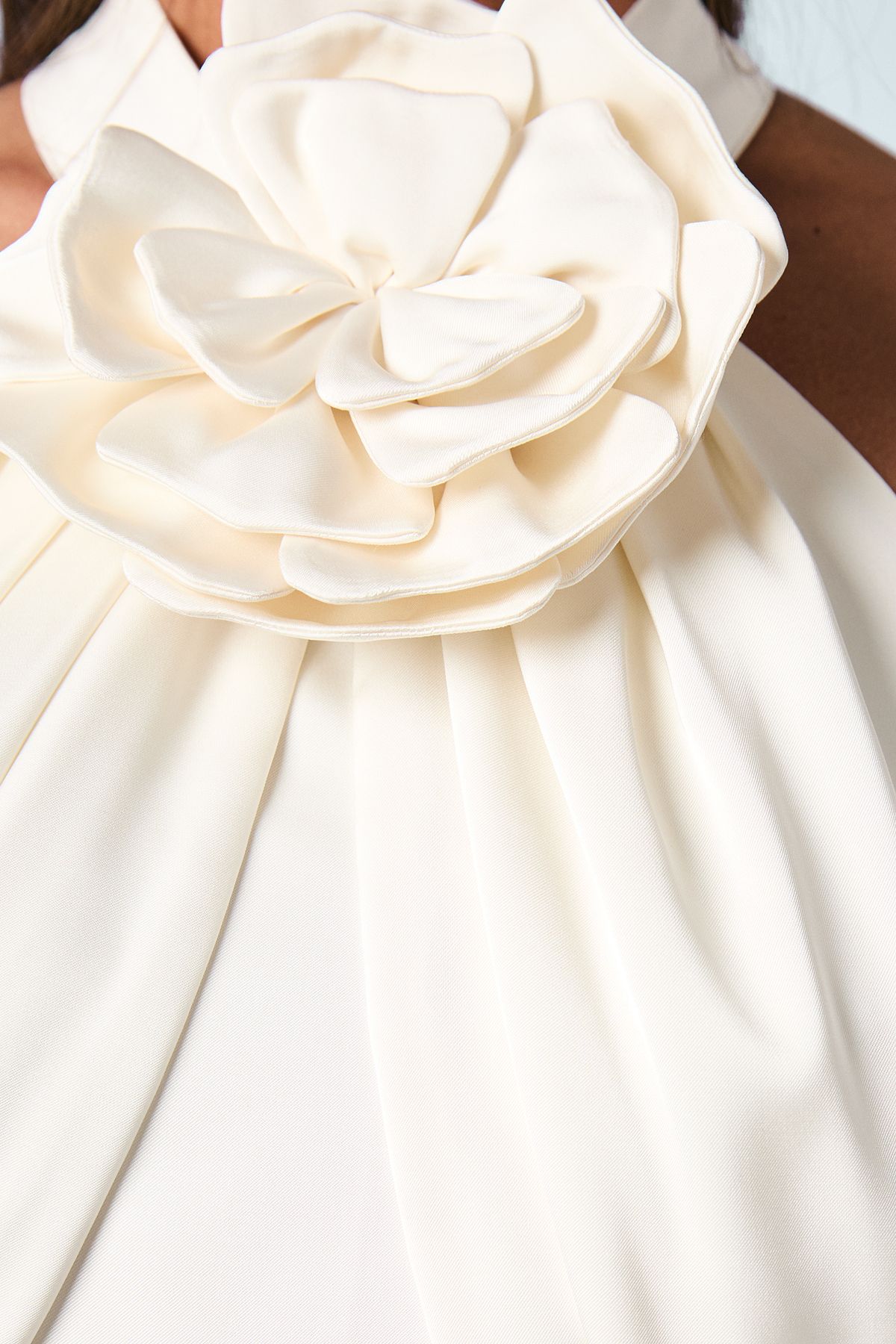 Halterneck Satin Wedding Dress With Flower - Image 5