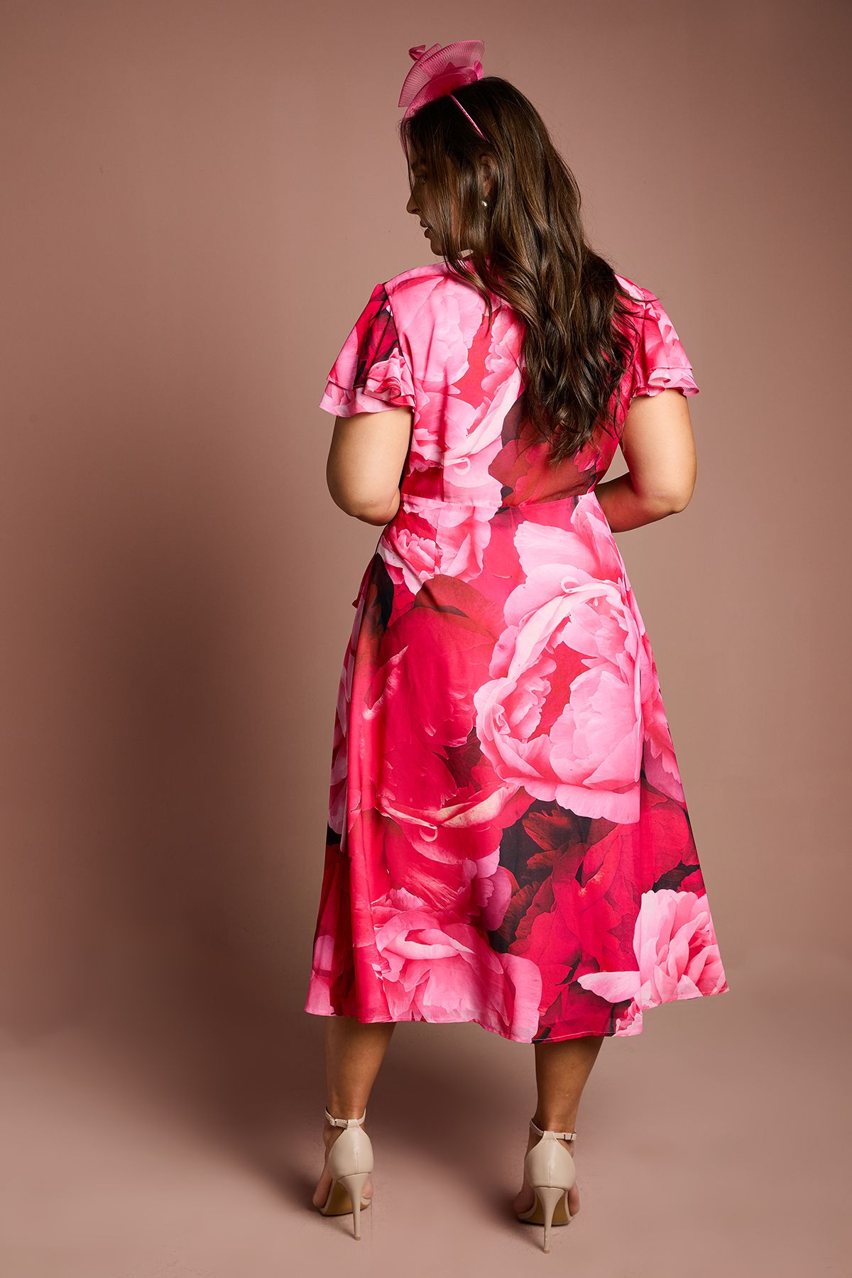 Plus Jersey Double Flutter Sleeve Wrap Midi Dress - Image 3