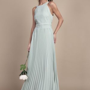 Teen Pleated Halterneck Bridesmaid Dress