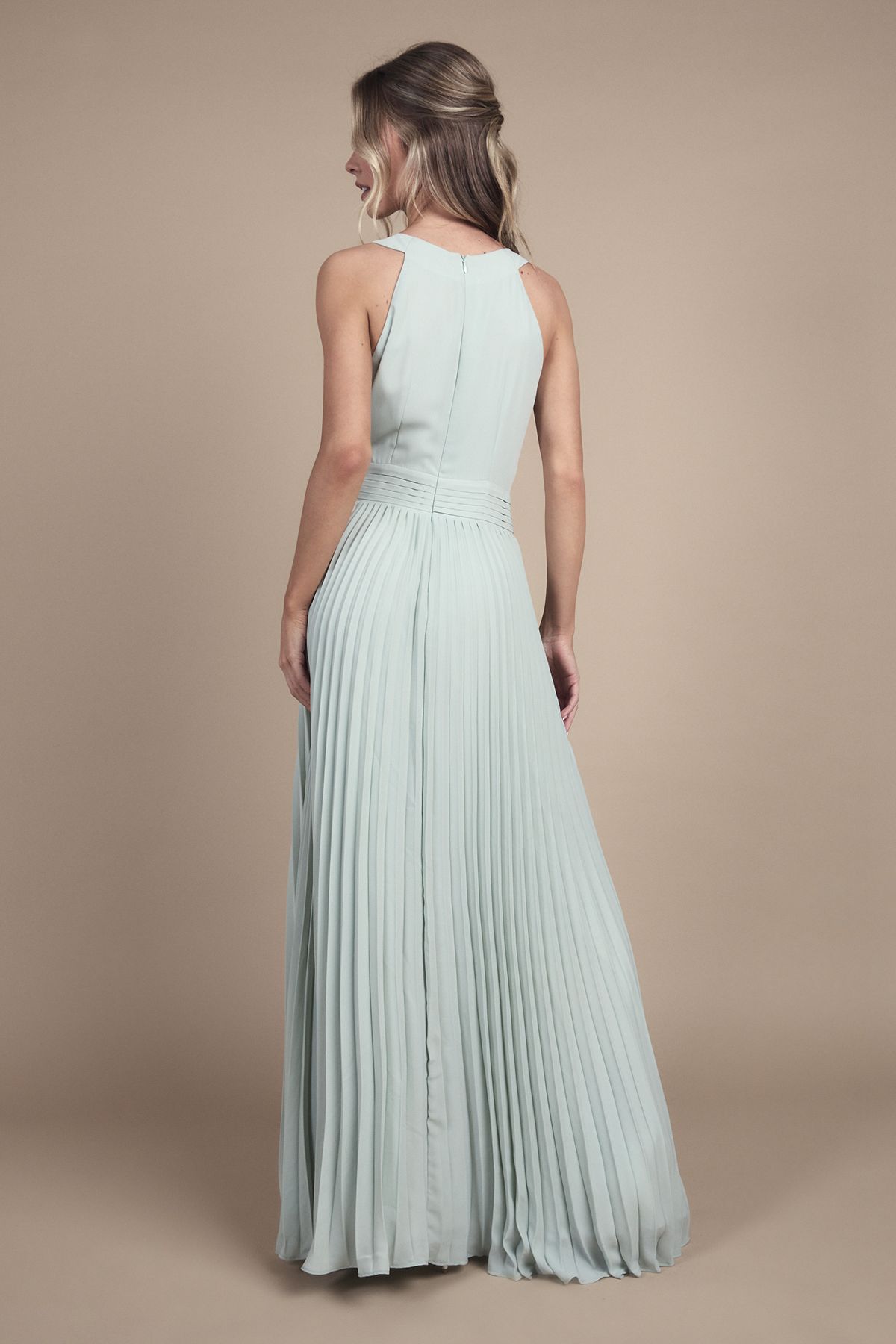 Teen Pleated Halterneck Bridesmaid Dress - Image 3