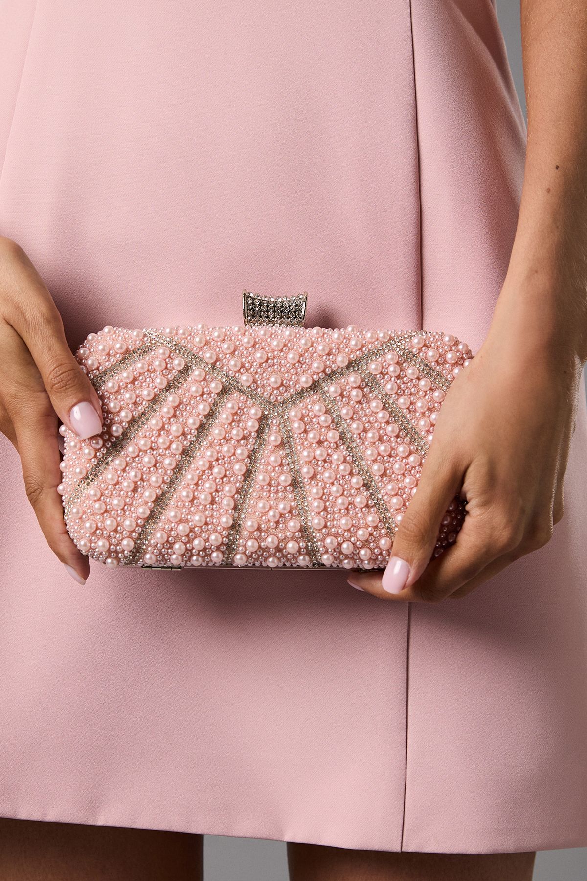 Pearl Detail Clutch Bag