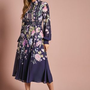 Placement Print Collared Shirt Dress