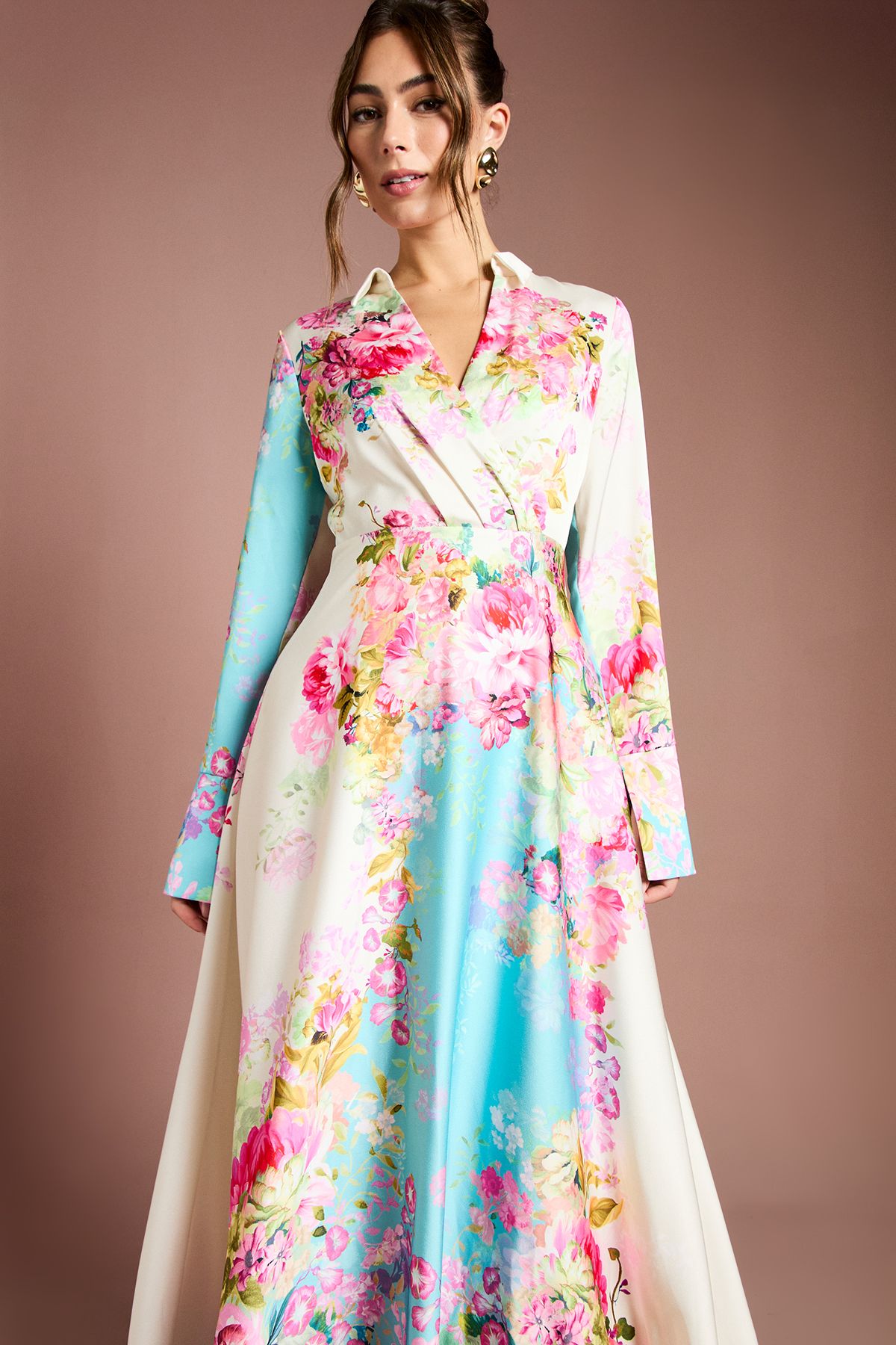 Placement Print Wrap Front Gown - Image 2