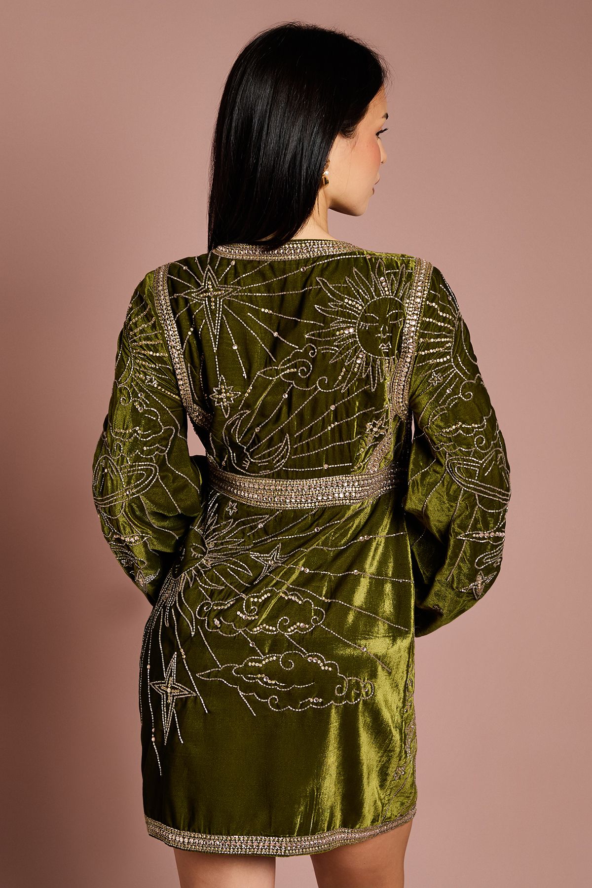 Petite Party Sequin Velvet Wrap Mini Dress - Image 3