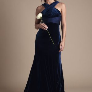 Velvet Halterneck Fishtail Maxi Bridesmaid Dress