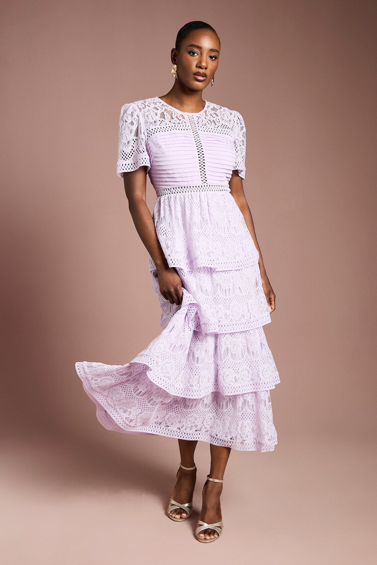 Tiered Lace Midi Dress