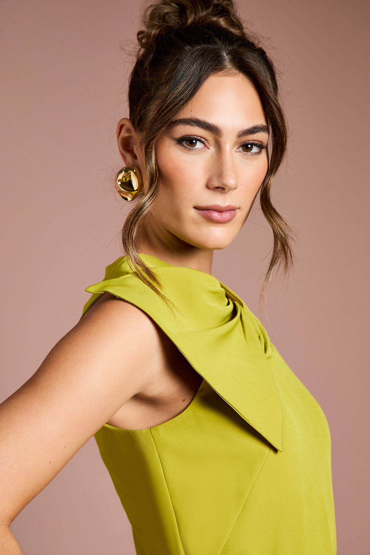 Bow Detail Belted Crepe Midi Dress - Image 4