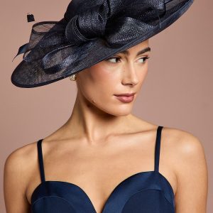 Bow And Feather Wide Brim Fascinator