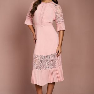 Lace Insert Midi Dress