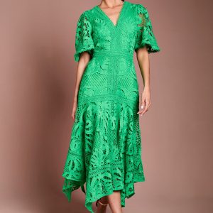 Placement Lace Hanky Hem Dress