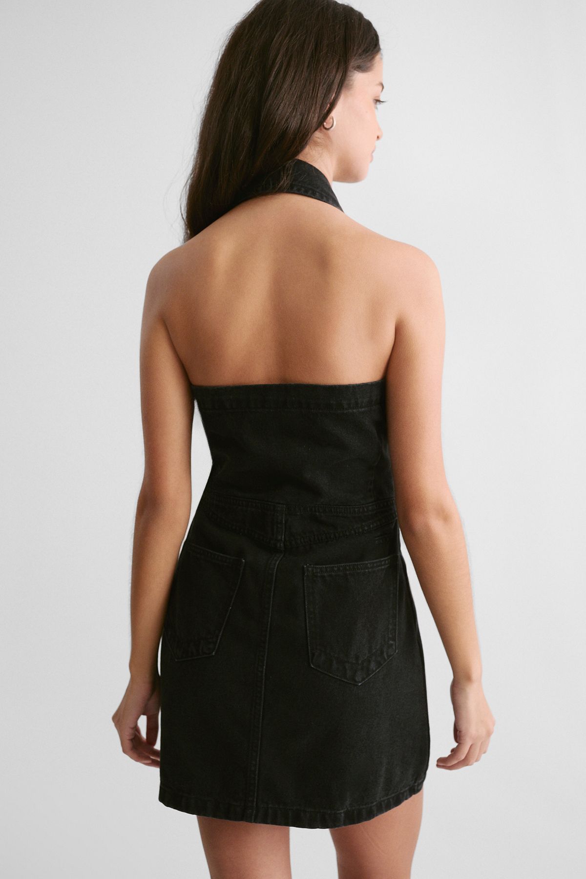 The Denim Halterneck Waistcoat Dress - Image 4