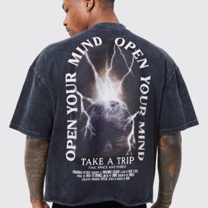 Oversized Boxy Washed Graphic Raw Hem T-shirt