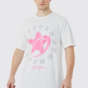 Tall Oversized Pour Homme Y2k Star Print T-shirt