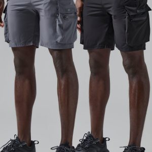 Man Active Lightweight 2 Pack 5inch Cargo Shorts