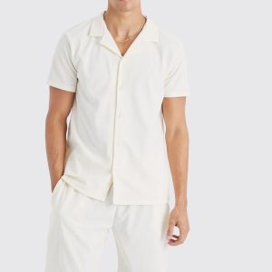 Regular Fit Short Sleeve Ribbed Shirt And Short Set