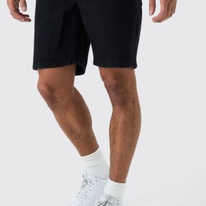 Slim Rigid Denim Shorts In Black