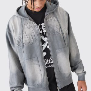 Oversized Sun Bleached 13 Zip Thru Hoodie