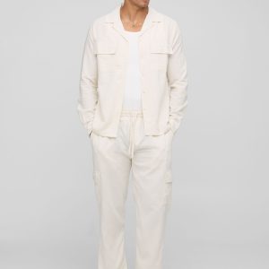 Long Sleeve Linen Blend Cargo Shirt & Trouser
