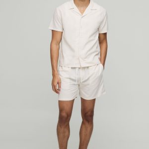 Regular Fit Short Sleeve Boxy Linen Blend Shirt & Short
