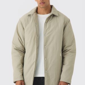 Man Tab Crinkle Longline Mac Jacket In Sand