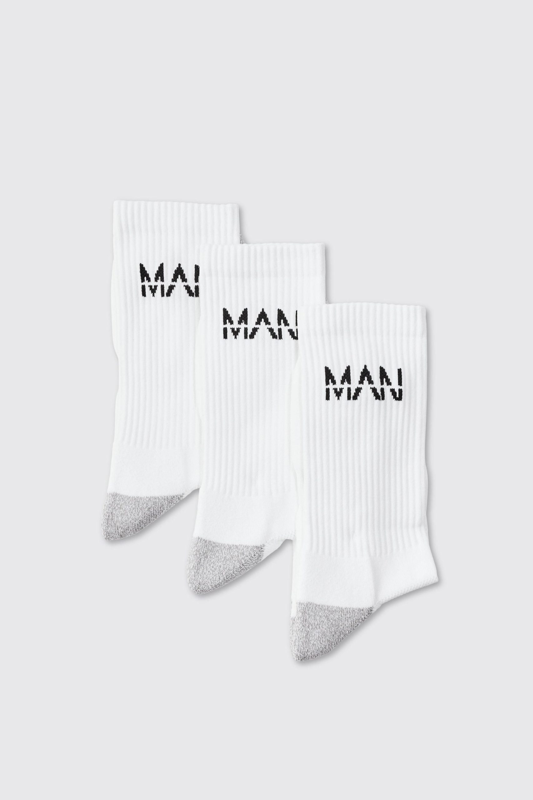 Man Active Cushioned Training Crew 3 Pack Socks - Image 2