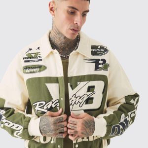 Tall Boxy Twill Homme Moto Jacket