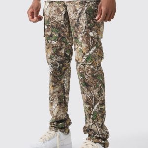 Tall Forest Camo Slim Stacked Multi Cargo Trouser
