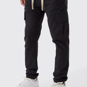 Skinny Fit Elasticated Waist Cuffed Cargo Trousers