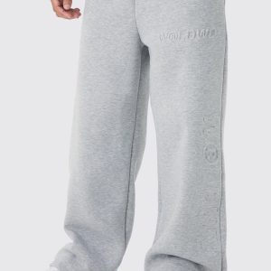 Embossed Worldwide Wide Leg Jogger
