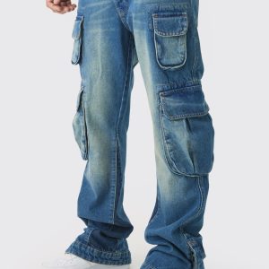 Slim Flared Cargo Gusset Jeans