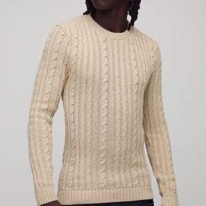 Muscle Fit Cable Knit Jumper