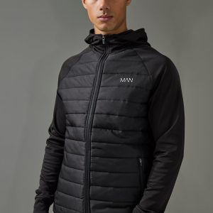 Man Active Quilted Zip Through Hoodie